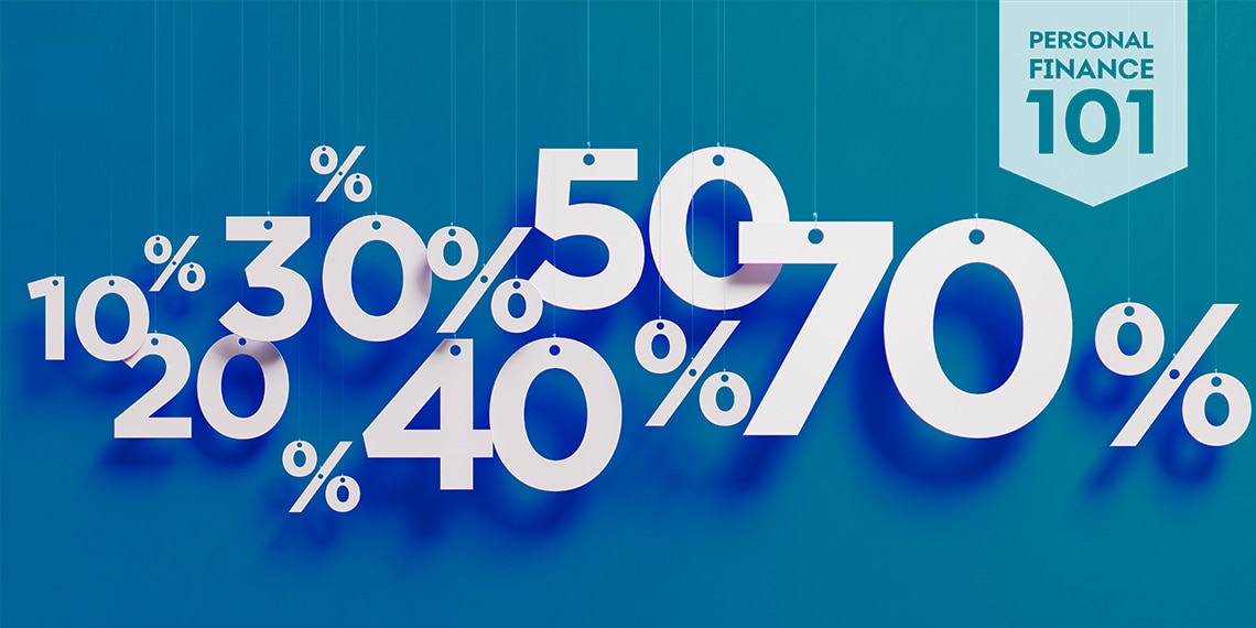 Many percentages in different sizes